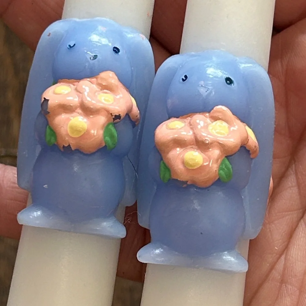 Avon Springtime Bunny Collection Taper‎ Candles. Never used